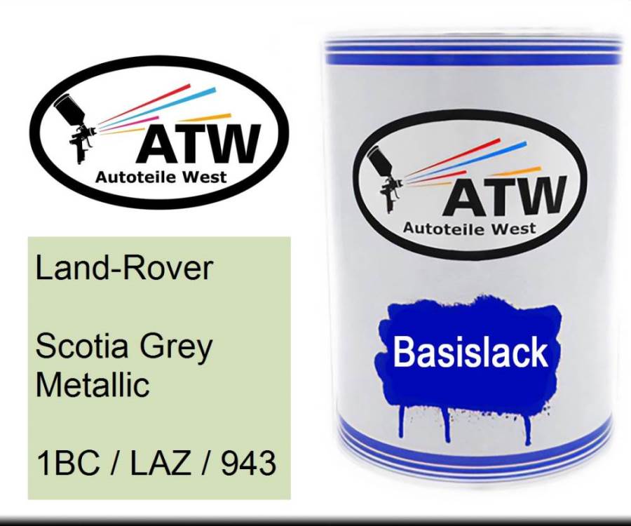 Land-Rover, Scotia Grey Metallic, 1BC / LAZ / 943: 500ml Lackdose, von ATW Autoteile West.